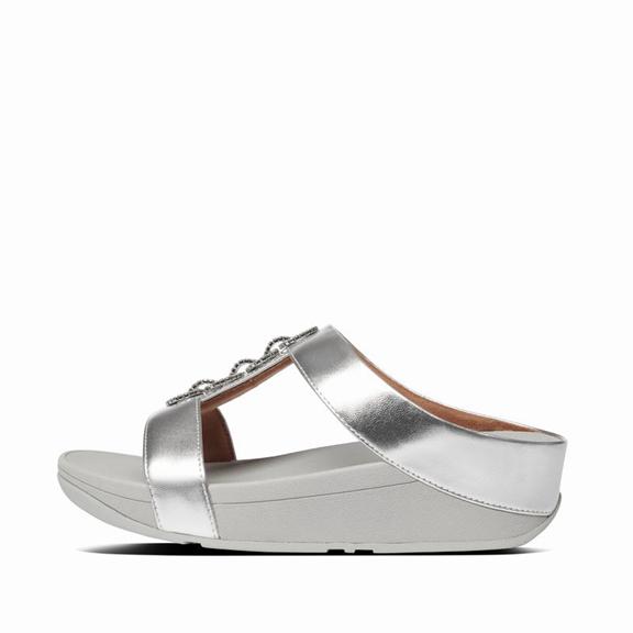 Mules Femme Fitflop Fino Faux Cuir Argent (WPT814957)